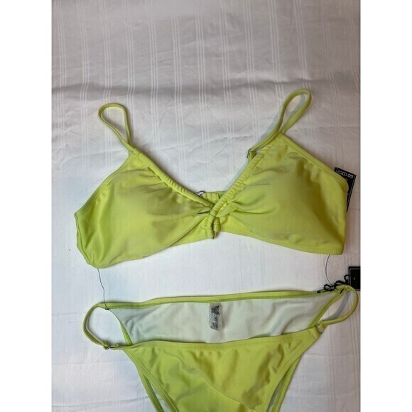 Go Coco Lime 2 Cut Out Top Piece Bikini  Size Large RefM033 - Picture 7 of 8